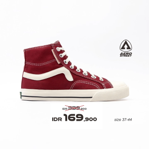 Aerostreet 37-44 Jhosse High Maroon Natural - Sepatu Sneakers Casual Sekolah Pria Wanita Aero Street