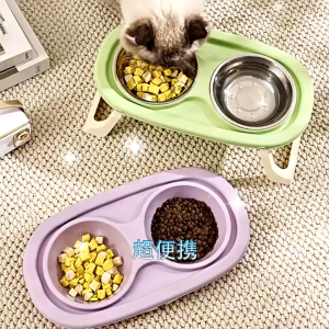 ชามอาหารสัตว์เลี้ยง ชามแมว ใส่อาหารหมา ชามอาหารคู่ แยกแห้งและเปียก ทนทาน