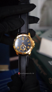 Jam Tangan Pria Casio MTP-VD200GL-1B Gold Bezel Black Dial Black Leather Band