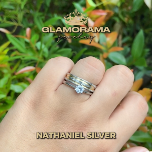 Glamorama Couple Rings: "Nathaniel" Engagement & Wedding Ring Set