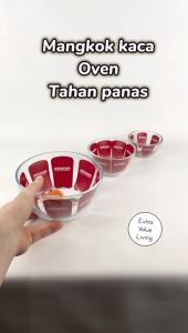 MINOWA Mangkok Kaca Tebal Tahan Panas Mixing Bowl 17 CM Mangkok Mie Loyang Kaca Oven Glass Bowl Salad Bowl