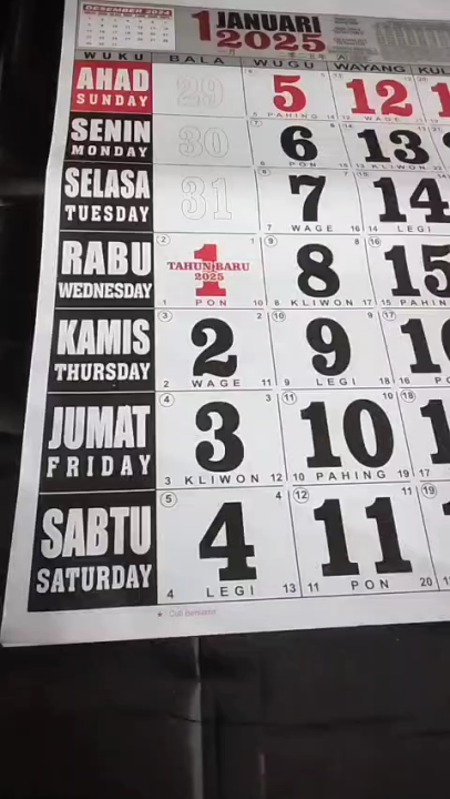 Kalender 2025 Jumbo Ukuran 44x64cm Angka Besar dan Lengkap | Lazada