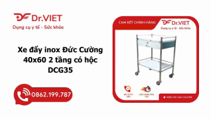 Xe Đẩy Inox Đức Cường 40x60 2 Tầng Có Hộc – Tiện Ích Đa Năng Chất Lượng Vượt Trội – DCG35