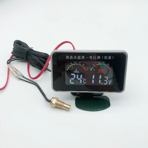 2 in 1 LED Car Gauge วัดความร้อน เกจวัดอุณหภูมิหม้อน้ํา ความดันไฟแบตเตอรี่ 12V 24V โวลต์มิเตอร์ เกจวัดความร้อนมีเสียงเตือน