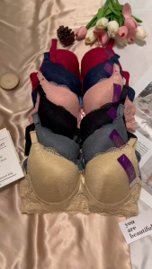 เสื้อชั้นในผู้หญิง มีโครง 3ตะขอ เต้าใหญ่เก็บเนื้อข้างได้ดี บรากระชับหน้าอก คุณภาพสูง เสื้อในลูกไม้ คัพCD [36-42]