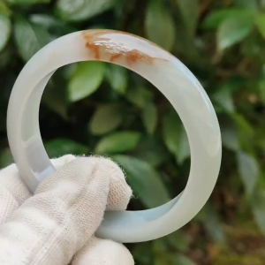 Premium Rare Quality Light Lavender and Light Green Hue with Brown patches Natural Type A Jadeite Jade crafted as Peace Bangle with certificate weighs 51.68 grams measurement 13.2 * 7.3 * 54.8mm (bangle7)