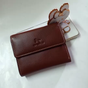 กระเป๋าสตางค์3พับ สีวิสกี้ หนังดรัมดราย ขนาดเล็ก4.5นิ้ว ราคา 1290บ