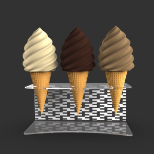 ICE CREAM GELATO CONE CONES STAND HOLDER DISPLAY RACK CLEAR TRANSPARENT ACRYLIC MODERN ALAS DUDUKAN TEMPAT TATAKAN PENYANGGA ES KRIM RAK 3 LUBANG AKRILIK BENING TRANSPARAN RAK PROPS FOTOGRAFI MAKANAN ELEGAN KEKINIAN MULTIFUNGSI MOTIF PATTERN PUZZLE-171