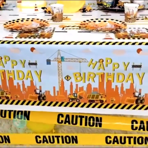 Ready Stock: Construction Tablecloth & Plastic Table Cover for Engineering Birthday Party Supplies & Home Decors