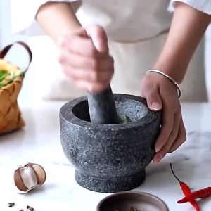 ครกหินแท้ ครกหินอ่อน ครกอ่างศิลา marble mortar ครกหินอ่อนทรงลึก ครกหิน ทรงลึกลายอ่างศิลา ขนาด 4นิ้ว 5นิ้ว พร้อมสาก ตำพริกแกงได้ Aliz selection