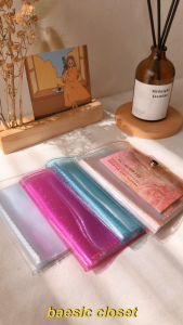 dompet photocard transparant pvc glitter card wallet card holder korean