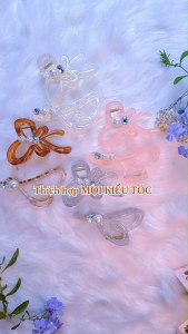 Set 2 gắp tóc trái tim và bươm bướm thạch trong lung linh kẹp càng cua Hàn Quốc cào tóc xinh đẹp - thương hiệu Vợ Chồng Tôi