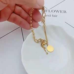 OYJR Gelang Titanium Anti Karat Original stainless Steel Perempuan 18K Lucky Labu Bracelet for Woman Fashion Hand Charms