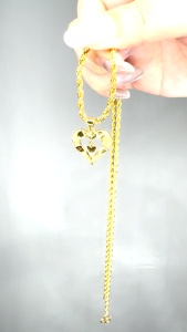 Rantai Leher + Loket 916 Emas Bangkok Necklace Golden Gold Plated Jewellery Set E