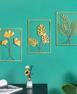 Hiasan Dinding Frame Metal Gold / EMAS Daun Leaf Ginko Scandinavian/ WALL Decor Nordic /Ornaments / Pajangan Besi / Tropical/ Pajangan Dinding