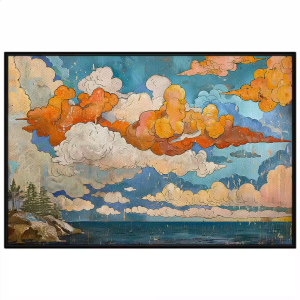 Tranh phong cảnh cổ điển mây trời mênh mông trên biển chiều mùa hạ tranh treo tường dán tườngCGI-835