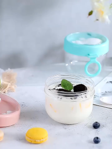 Portable Oatmeal Jar Container with Lid and Spoon Mini Breakfast Cup for Oats Cereal Yogurt and Snacks