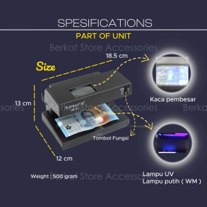 Money Detector Kozure MD-500 Lampu UV Deteksi Uang Palsu Kozure MD500