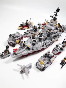 Mainan Robot Polisi Warship Blok Bangunan kapal induk Edukasi Mainan Anak Laki-laki