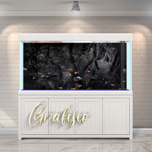 Stiker Background Aquarium Motif Batu Stone