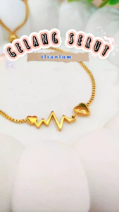 Gelang titanium stainless/steel dewasa serut boba perhiasan wanita murah lapis emas gold GT 205