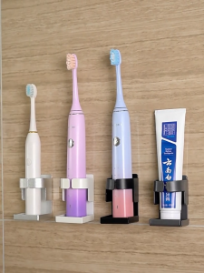 ชั้นเก็บแปรงสีฟันไฟฟ้าติดที่ใส่แปรงสีฟันติดผนังในห้องน้ำชั้นวางเล็บติดตั้งฟรี