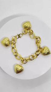 MJ Jewellery 375/9K Gold Kendi Bracelet with Love T96