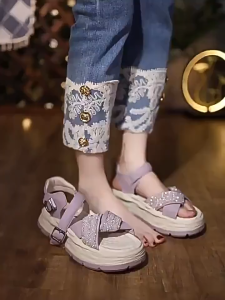 Sandal Flat Manik - Manik Tali Gesper Wanita Premium SSK 2448