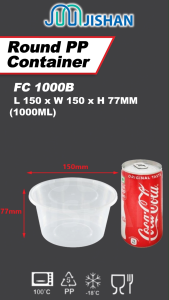 [50pcs] Large Round Microwavable PP Container with LID / Plastic Food Lunch Box / Kotak Bekas Makanan Bulat