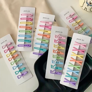 Jepit Rambut Wanita Model Gelombang Isi 3pc Klip Poni Warna Warni Lucu