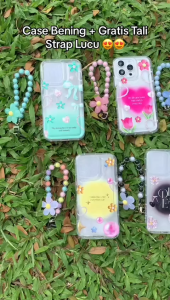 [TP15] Softcase Bunga Daisy Transparan  + Tali Strap Motif Aesthetic Lucu Cewe Case Clear Lentur FOR  REALME 10 4g/5g realme 5 c17 c15 c20 c21y c67 c55 c33 c30s c31 REALME C53 C51 NARZO 50A PRIME REALME 9  case viral murah tali gantung manik manik lucu