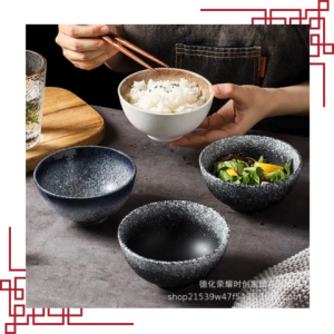 J Ceramics Japanese-Style Creative Ceramic Tableware Color Glazed Small Rice Soup Ramen Bowl