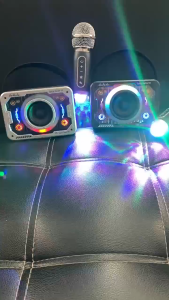 V9 portable space shelter Bluetooth wireless dual microphone speaker transparent Mech RGB color light stereo family KTV set