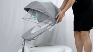 Kiumo Rocking Chair For Baby Baby Electric Adjustable Rocking Chair Smart Bluetooth Remote Baby Rocking Chair With Mosquito Net Cradle