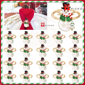 【Local shipment】Snowman Christmas Napkin Rings Delicate Cute Napkin Holder Rings Table Decorations for Christmas Winter Holiday Daily Dinner Party Decor Favor (Snowman/Deer/wreath) Halloween Thanksgiving theme Elegant Table Decorations