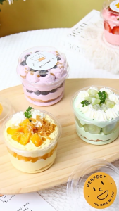 Bekas kek Disposable Plastic PET Round Pudding Cup Mousse Cup - Non Microwaveable