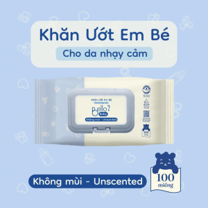 Combo 3 Gói Khăn ướt Bello 100 tờ không mùi an toàn mềm mịn cho làn da bé không cồn không Paraben - chủ động ngừa hăm hiệu quả