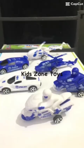 KZT Mainan Anak Kendaraaan Mobil Polisi Seri Set Lengkap Dengan Motor dan Helikopter Bombiq City Defender Police / Toy Police Car Series