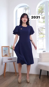 VIOREN Desain Dress Modern Elegan Lengan Pendek Bahan Bubble Spandek Premium
