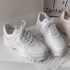 Tintinfashion 💥พร้อมส่ง💥 White Sneaker🐇 รองเท้าผ้าใบสีขาว ไซส์ 36-41 💖เสริมส้น5เซน💖 สไตล์เกาหลี แมทช์ง่าย ขาวคลีน น่ารักมาก