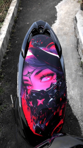 Sarung Cover Jok Full Printing Premium Pelindung Cover Bungkus Jok Motor Anti Air Anti Cakar Kucing Terlaris Motif Cyber Girl