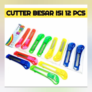 Cutter Besar L-500 Bening (12 pcs) Pemotong Kertas L-500 Cutter Renceng