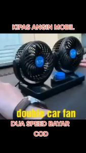Kipas Angin Mobil 12V Double Fan Blower Putar 360 Derajat Colok Ke Lubang Lighter Universal GZ