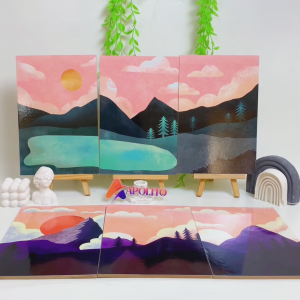 HIASAN DINDING ABSTRAK (20X30CM) WALL DECOR PAJANGAN DINDING POSTER KAYU ABSTRAK PEMANDANGAN