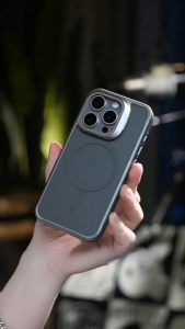 SENSE Luxury Magnetic Metal Bracket with Lens Film for iPhone 18 17 Air 16 15 14 13 12 11 Pro Max Matte Acrylic Hard Case