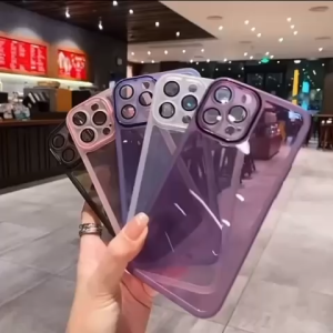 Case Iphone Clear Colored + Lens Guard IPHONE 11 12 13 14 15 PRO MAX 14+ 15+ Plus Casing Pelindung Camera