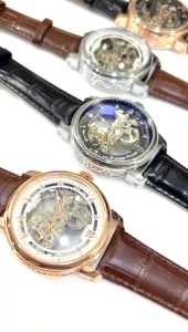 Jam tangan auto matic pria Kinetik Transparan Tembus Pandang Jam Tali Kulit