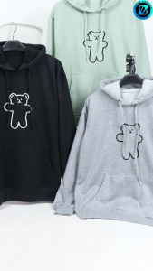 Hoodie Sweat Bear | New Model Jumper | Pakaian Wanita | Bordir | Bahan Fleece | Allsize