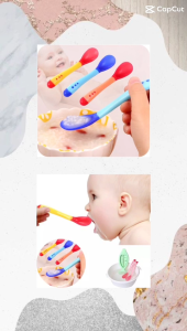 Sendok bayi silikon isi 2pcs sendok bayi sensor panas reliable bpa free sendok makan bayi perlengkapan makan bayi