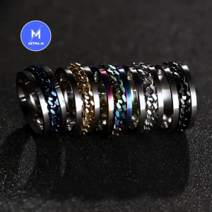 Couple Cool Rotationg Stainless Steel Ring Men Women Cincin Lelaki Wanita Anti-rust Ring Fashion Hip hop 可转动 链条 戒指